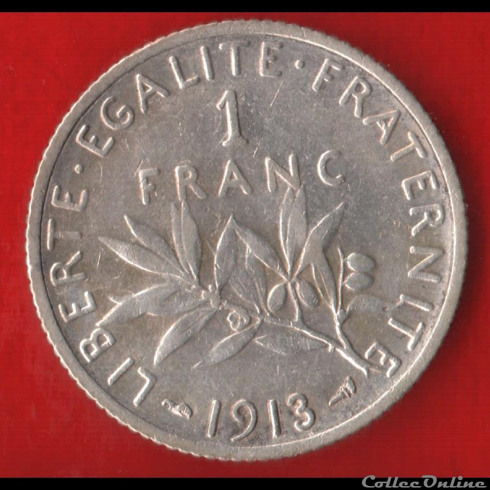 Semeuse - 1 Franc - 1913 monnaies monde france semeuse 1 franc 1913