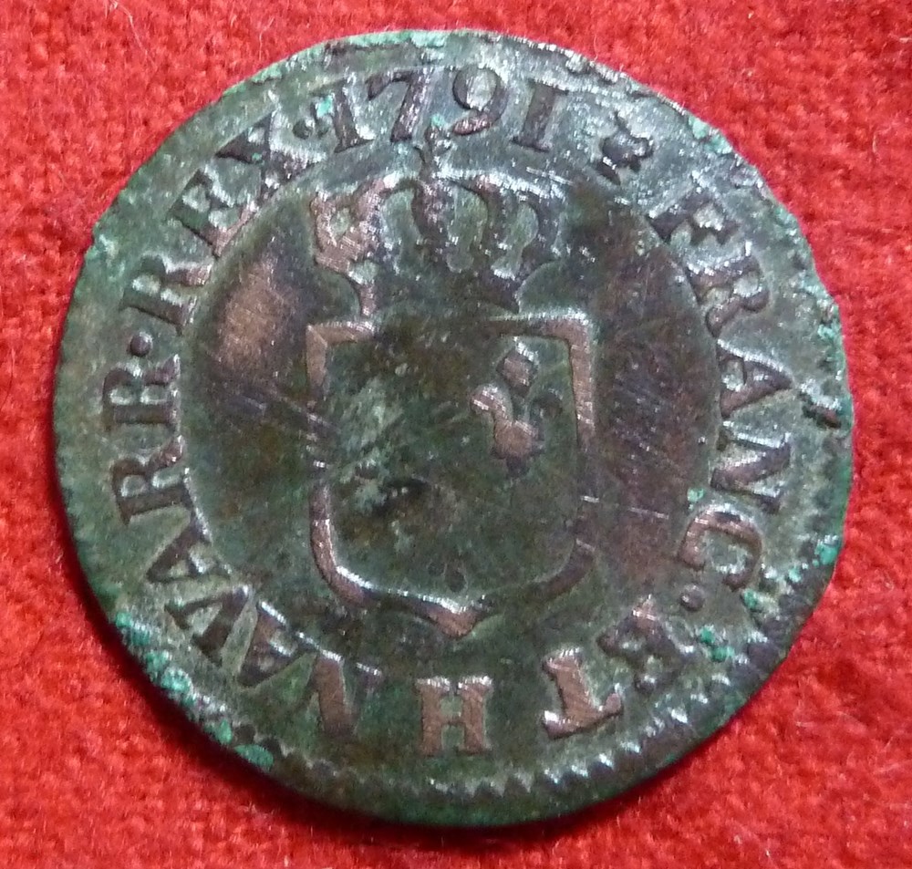 monnaies europe medievale france royales 1 liard 1791 la rochelle