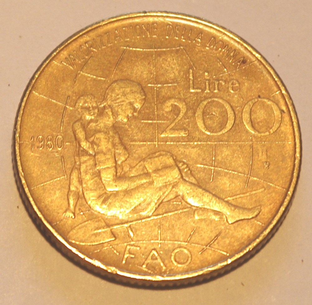 monnaies monde italie 200 lires 1980 r