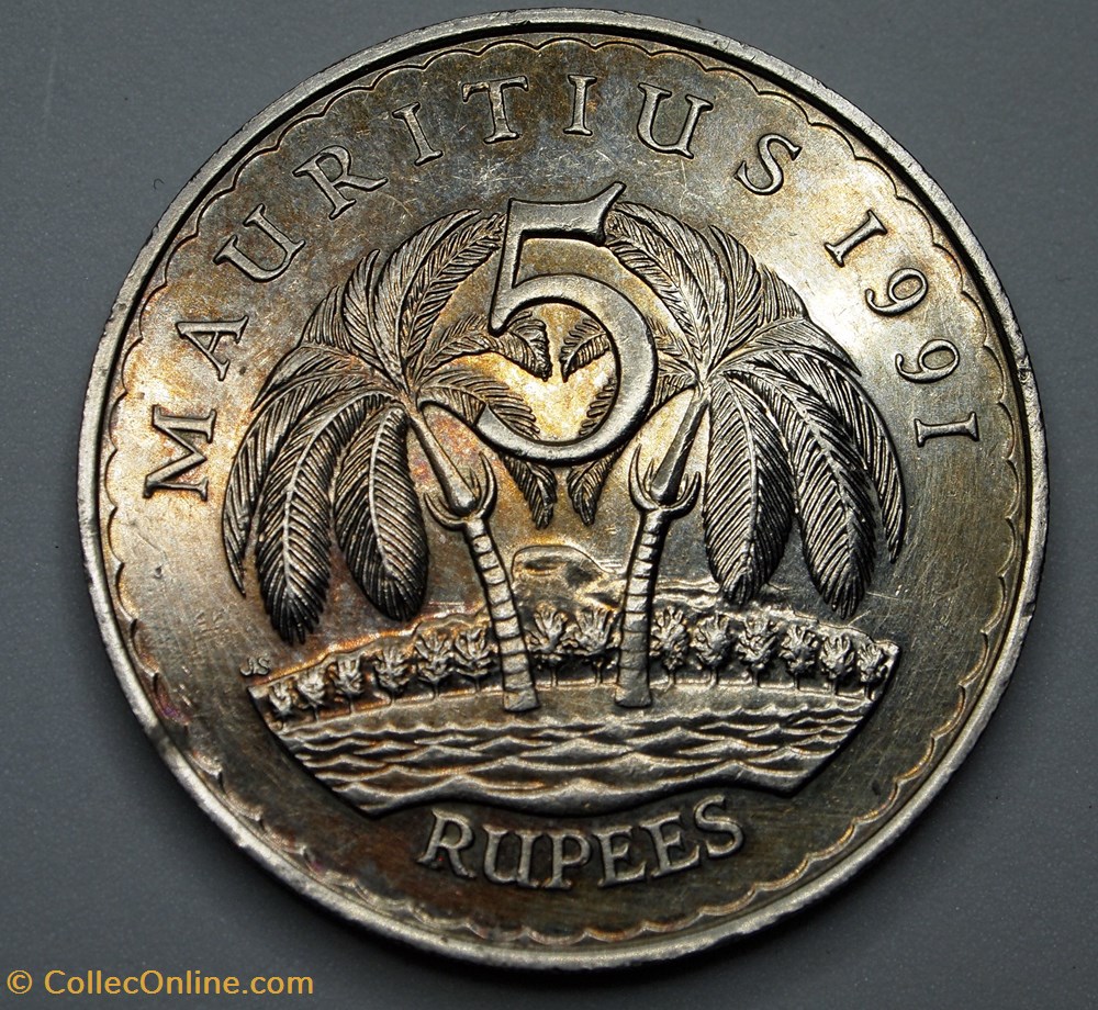 5 Roupies - 1991 monnaie monde maurice 5 roupies 1991