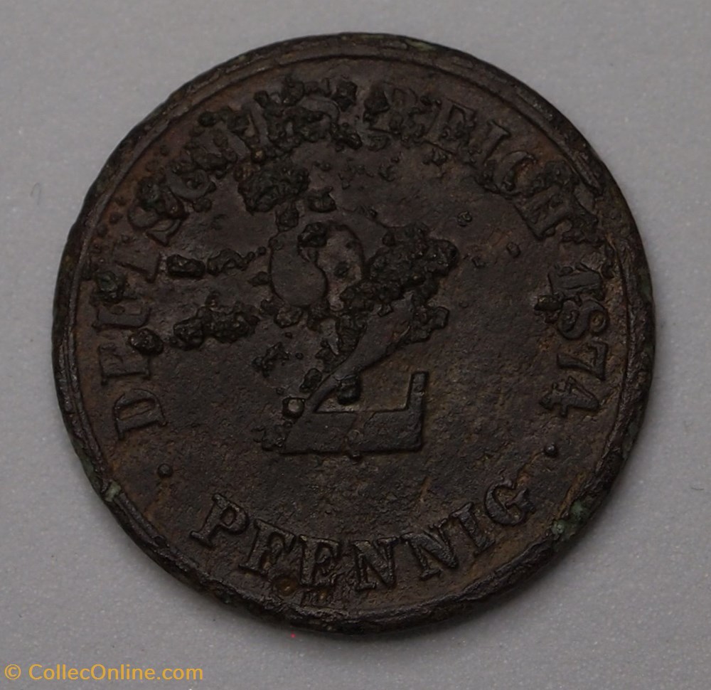 2 Pfennig - 1874 C monnaies monde allemagne 2 pfennig 1874 c