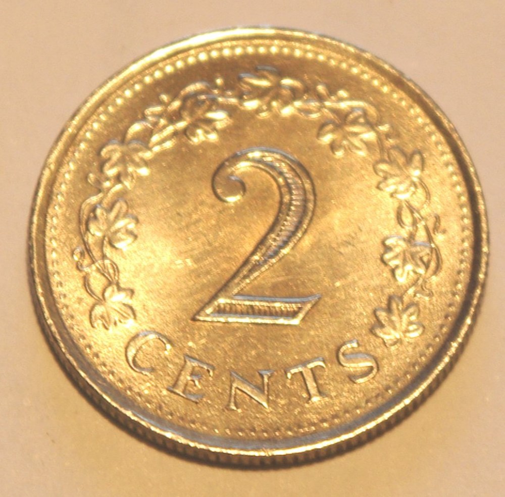 2 cents - 1977 monnaies monde malte 2 cents 1977