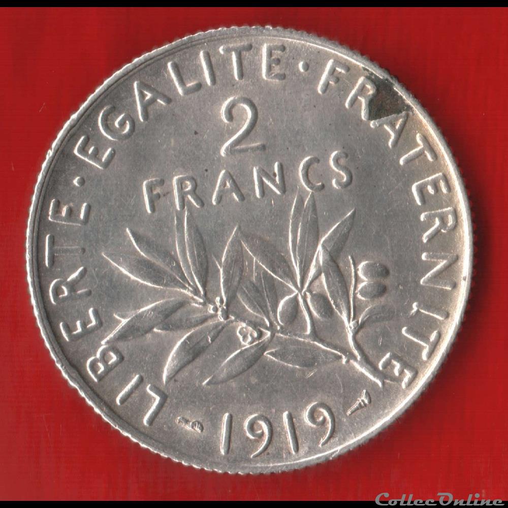 Semeuse - 2 Francs - 1919 monnaies monde france semeuse 2 francs 1919