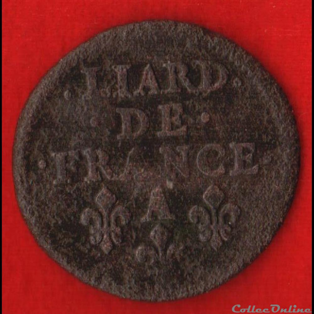 Liard de France - 1655 - Corbeil monnaies europe medievale royales liard de france 1655 corbeil