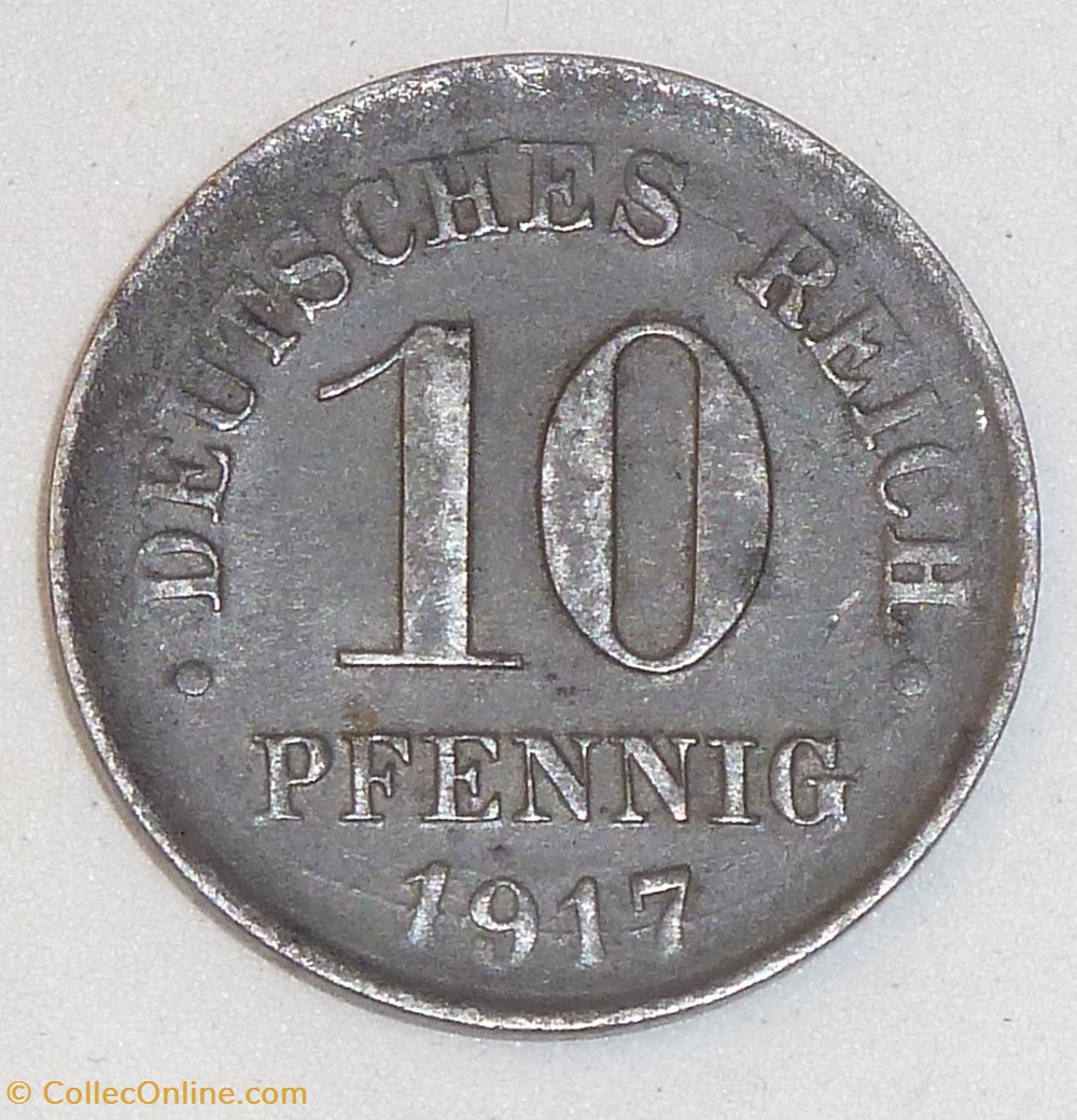 10 Pfennig - 1917 D monnaies monde allemagne 10 pfennig 1917 d