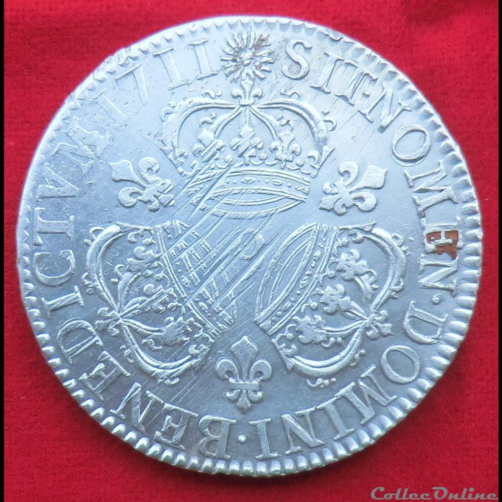 monnaies europe medievale france royales ecu aux trois couronnes 1711 rennes