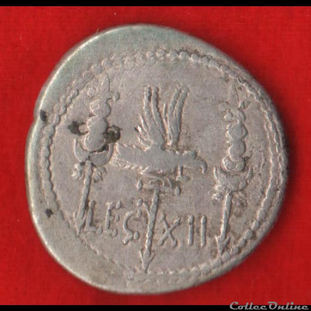 Denier de XIIème Légion sous Marc-Antoine monnaie antique romaine denier de xiieme legion sous marc antoine