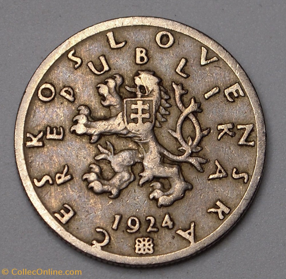 50 Haleru - 1924 monnaies monde tchecoslovaquie 50 haleru 1924