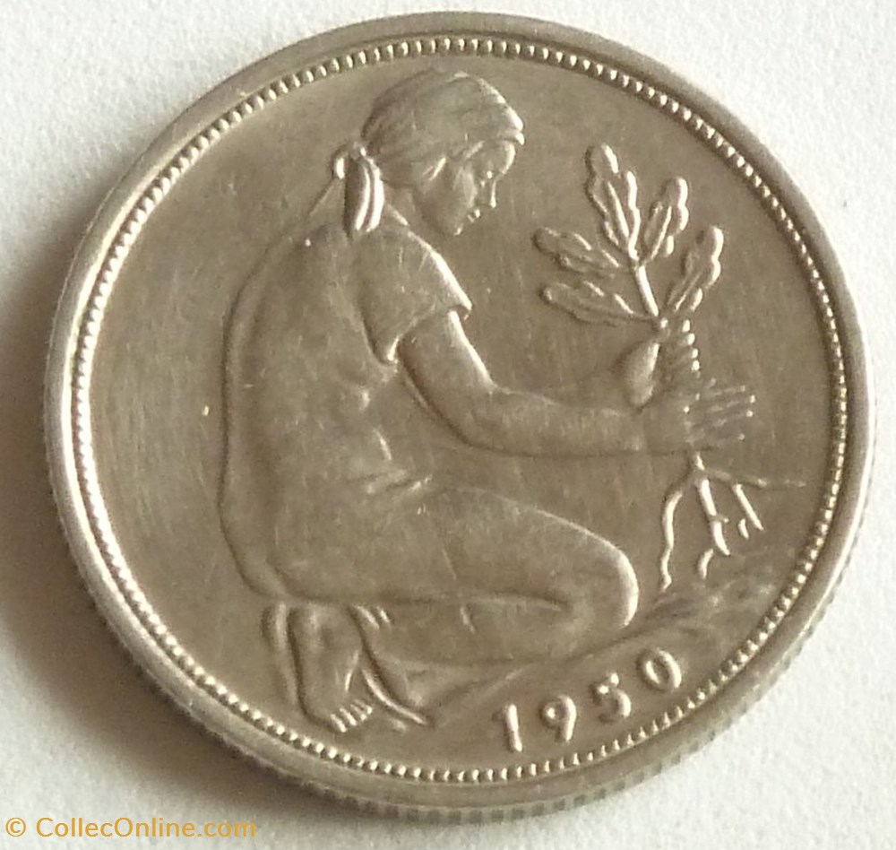 50 Pfennig - 1950 D monnaies monde allemagne 50 pfennig 1950 d