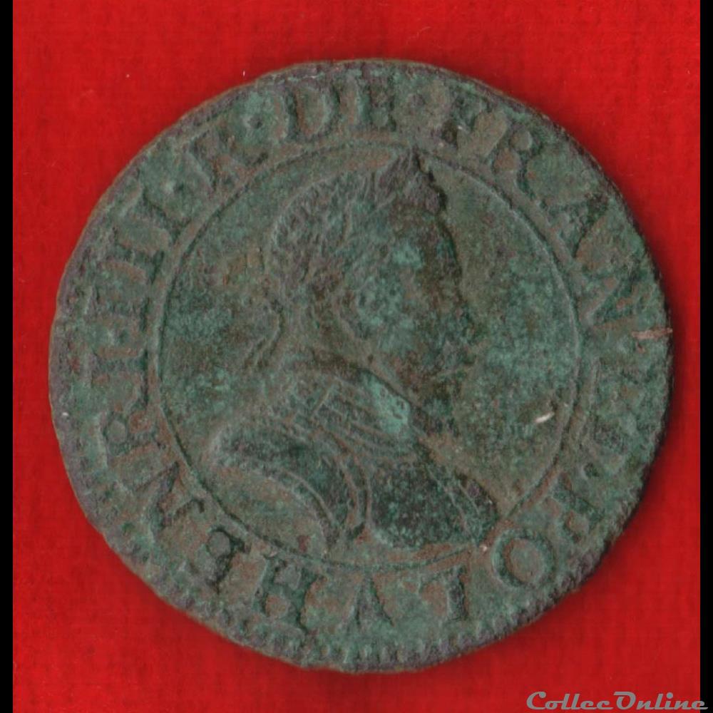 monnaies europe medievale france royales double tournois 1587 paris
