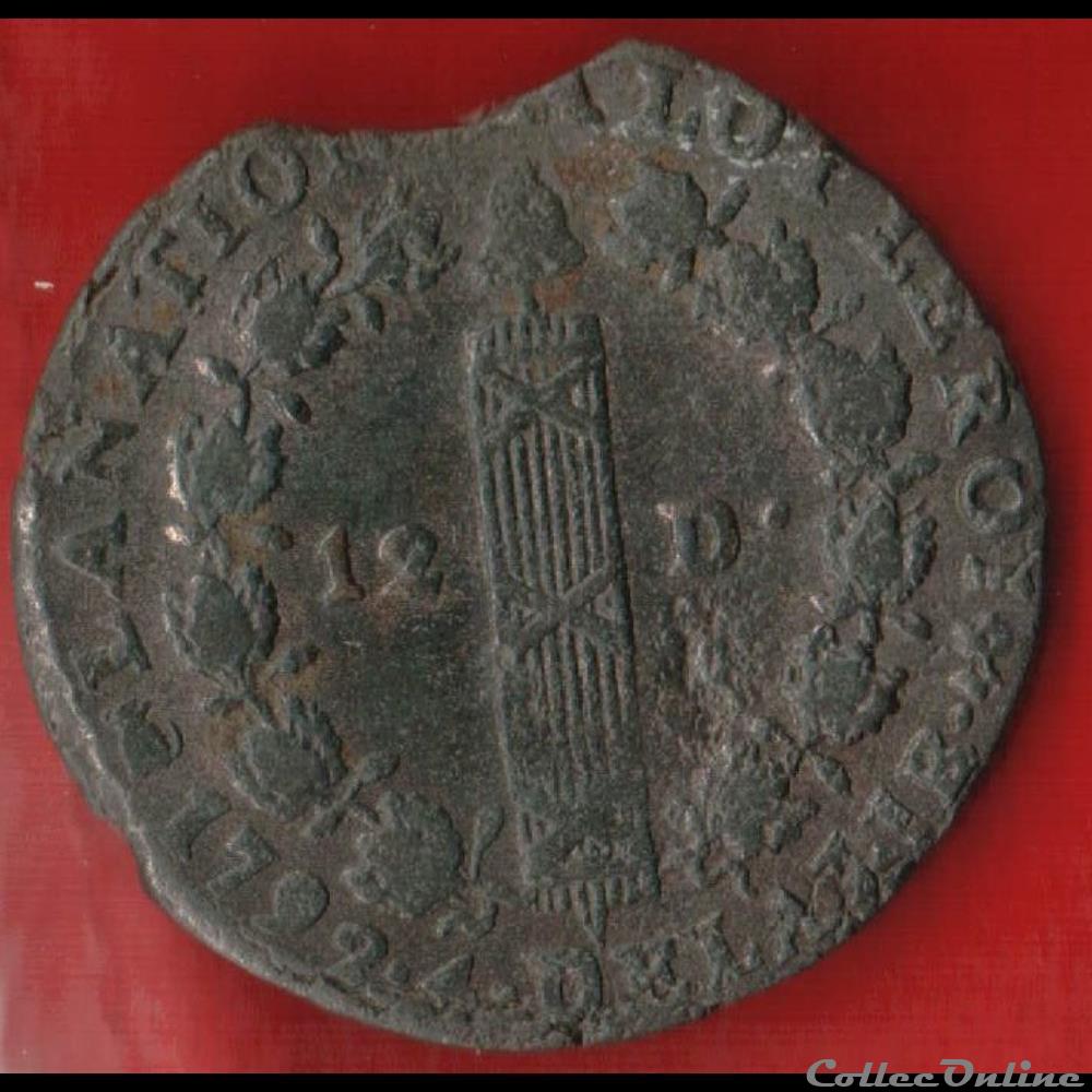 monnaies europe medievale france royales 12 deniers 1792 saumur