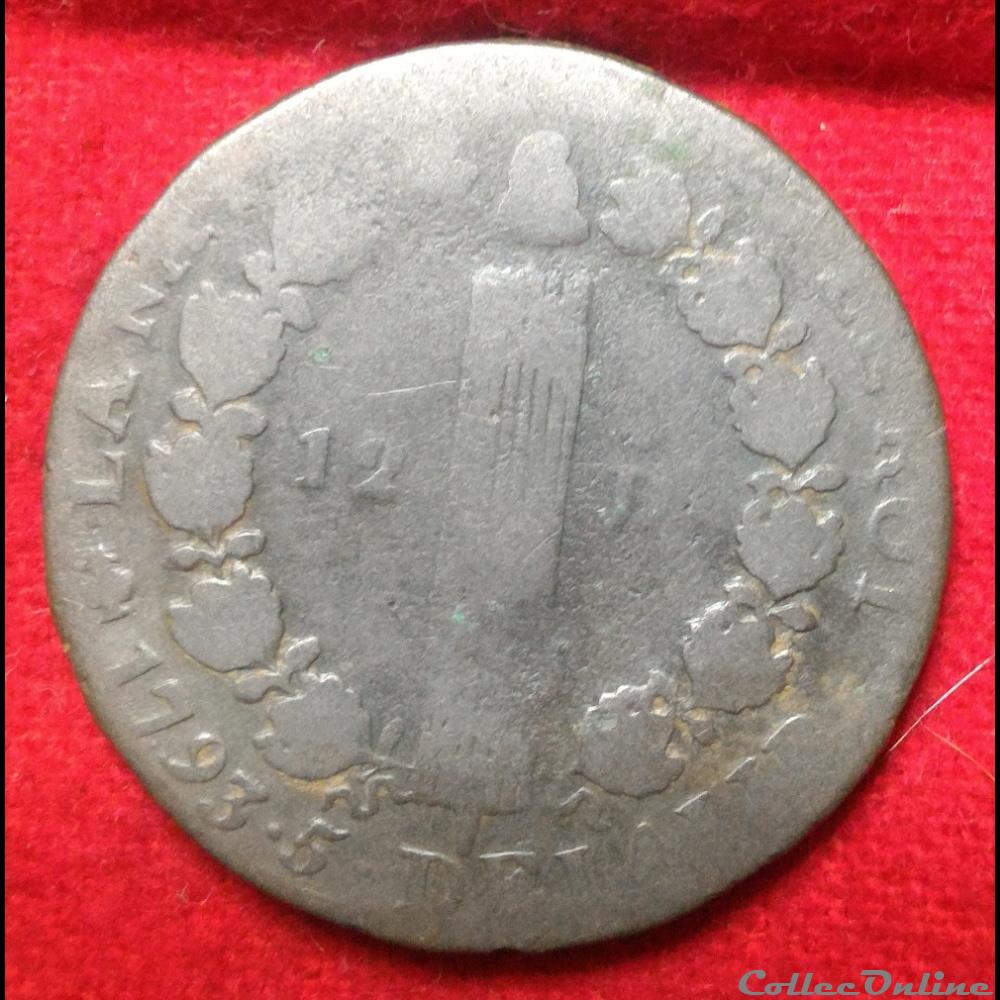 monnaies europe medievale france royales 12 deniers 1793 paris