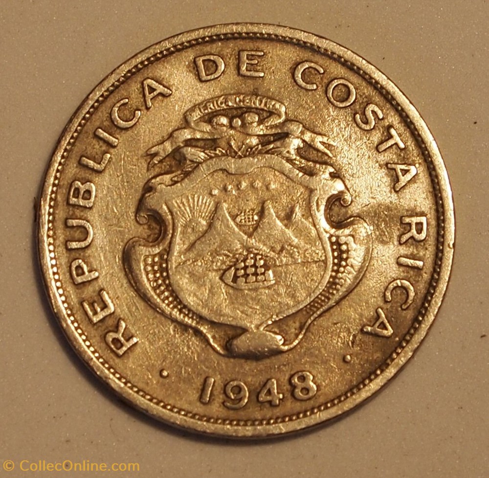 50 centimos - 1948 monnaies monde costa rica 50 centimos 1948
