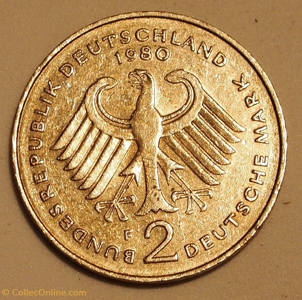 2 Mark - 1980 F monnaies monde allemagne 2 mark 1980 f