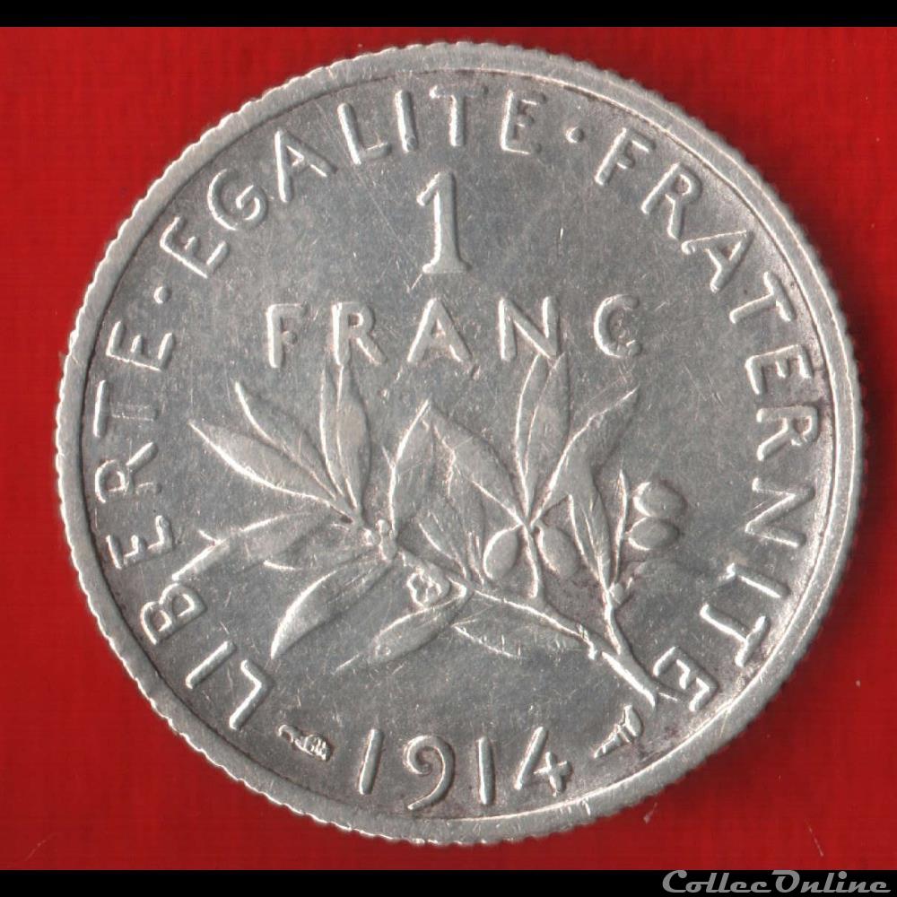 Semeuse - 1 Franc - 1914 monnaies monde france semeuse 1 franc 1914