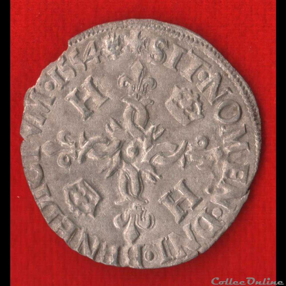 monnaies europe medievale france royales douzain aux croissants 1554 poitiers