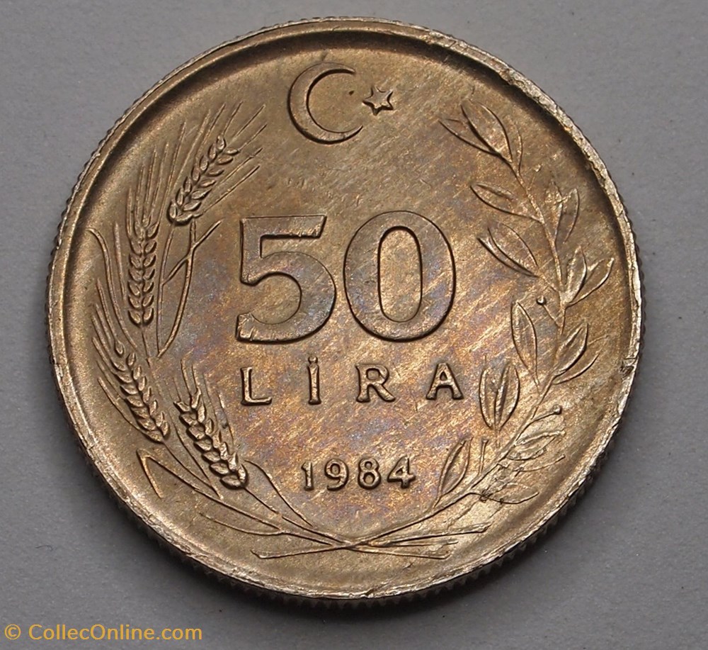 monnaie monde turquie 50 lira 1984