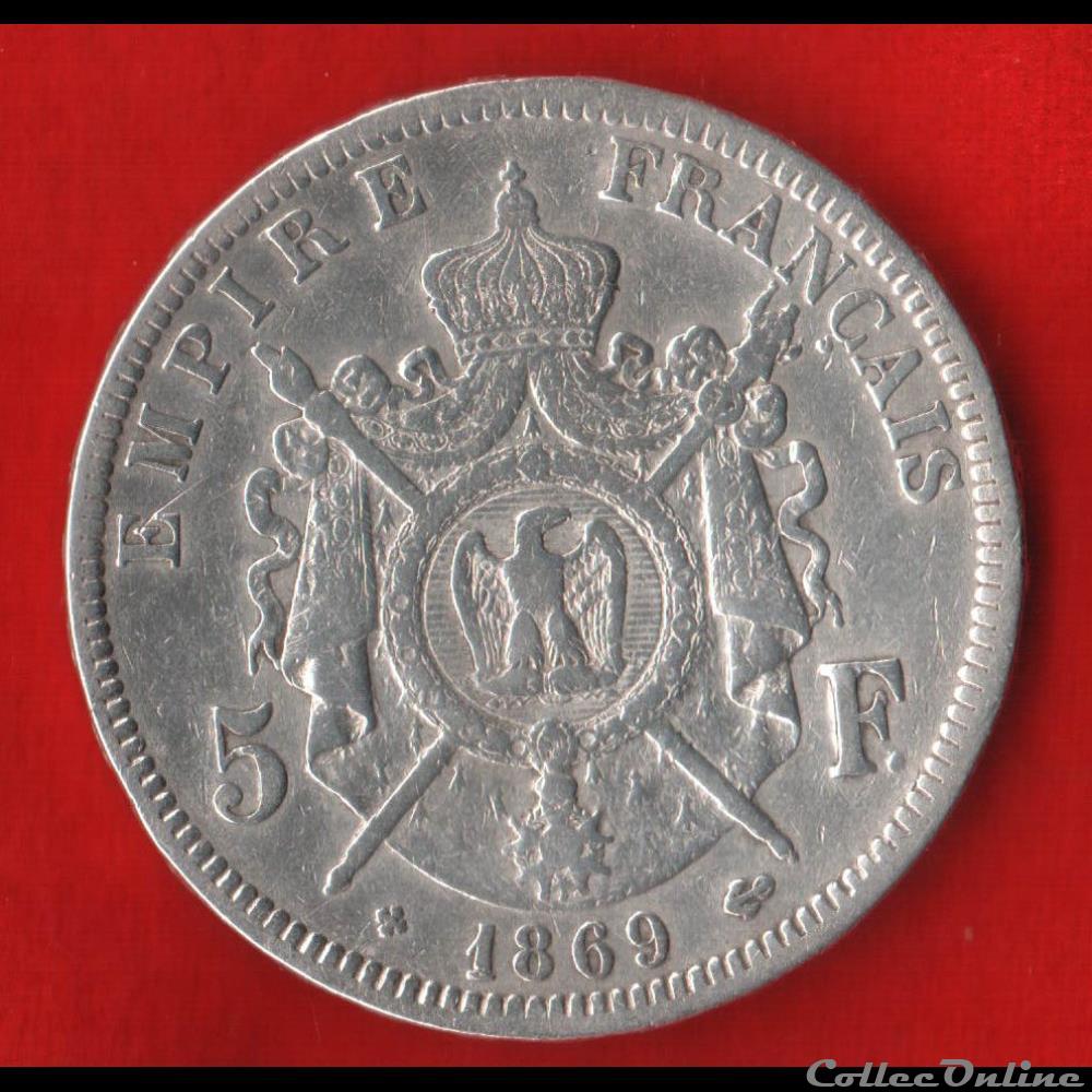 monnaie france moderne napoleon iii 5 francs 1869 strasbourg