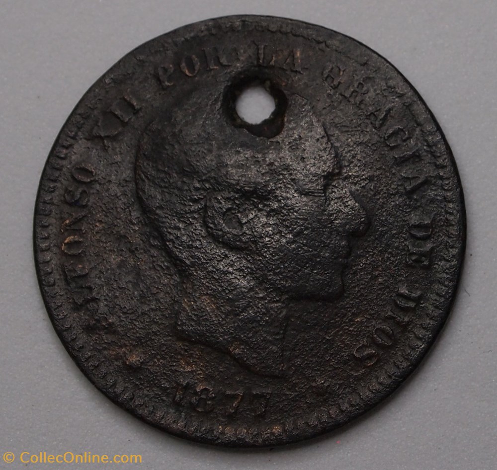 5 Centimos - 1877 monnaie monde espagne 5 centimos 1877