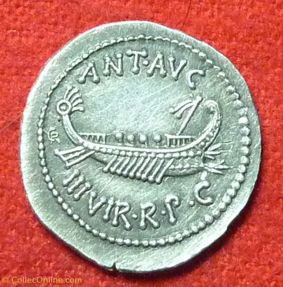monnaie antique av jc ap romaine republicaine imperiale denier de la cohorte speculatorum sous marc antoine repro copie
