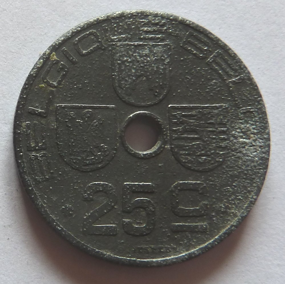 monnaies monde belgique 25 centimes 1943