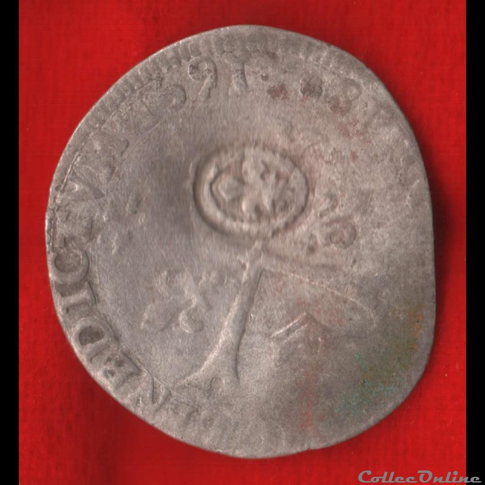 monnaies europe medievale france royales quinzain sur douzain 1591 la rochelle