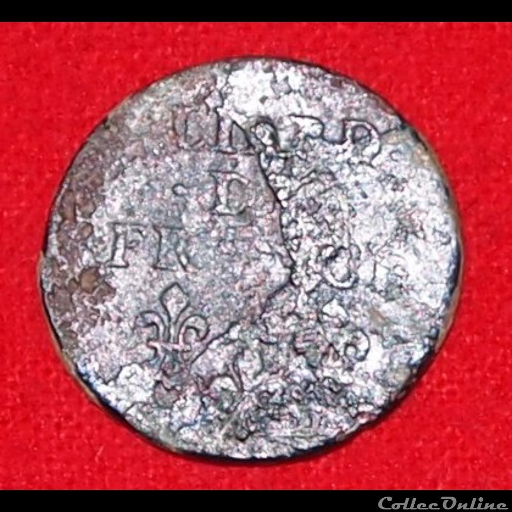 Liard de France - 1655 - Corbeil monnaies europe medievale royales liard de france 1655 corbeil