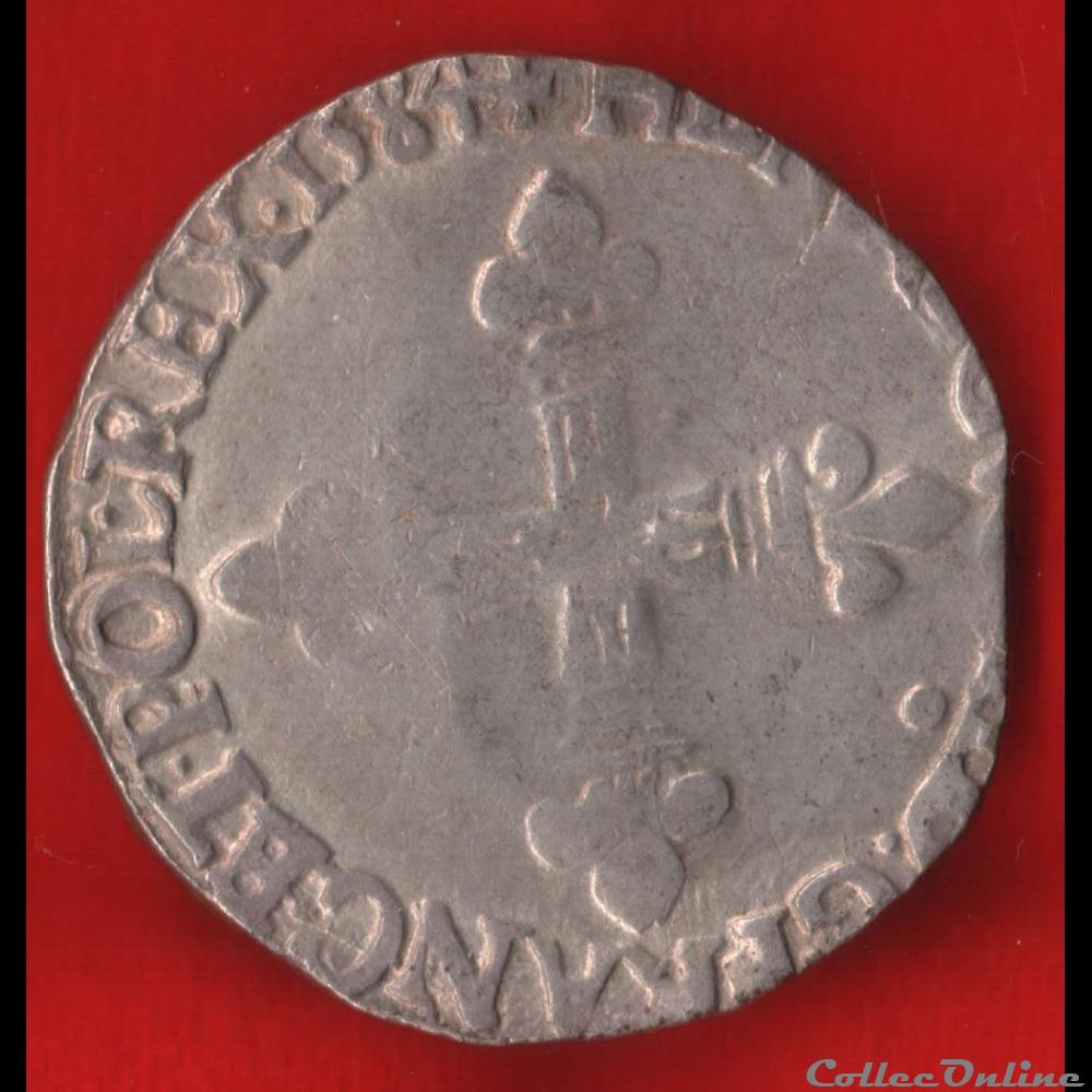 monnaies europe medievale france royales quart ecu 1584 riom