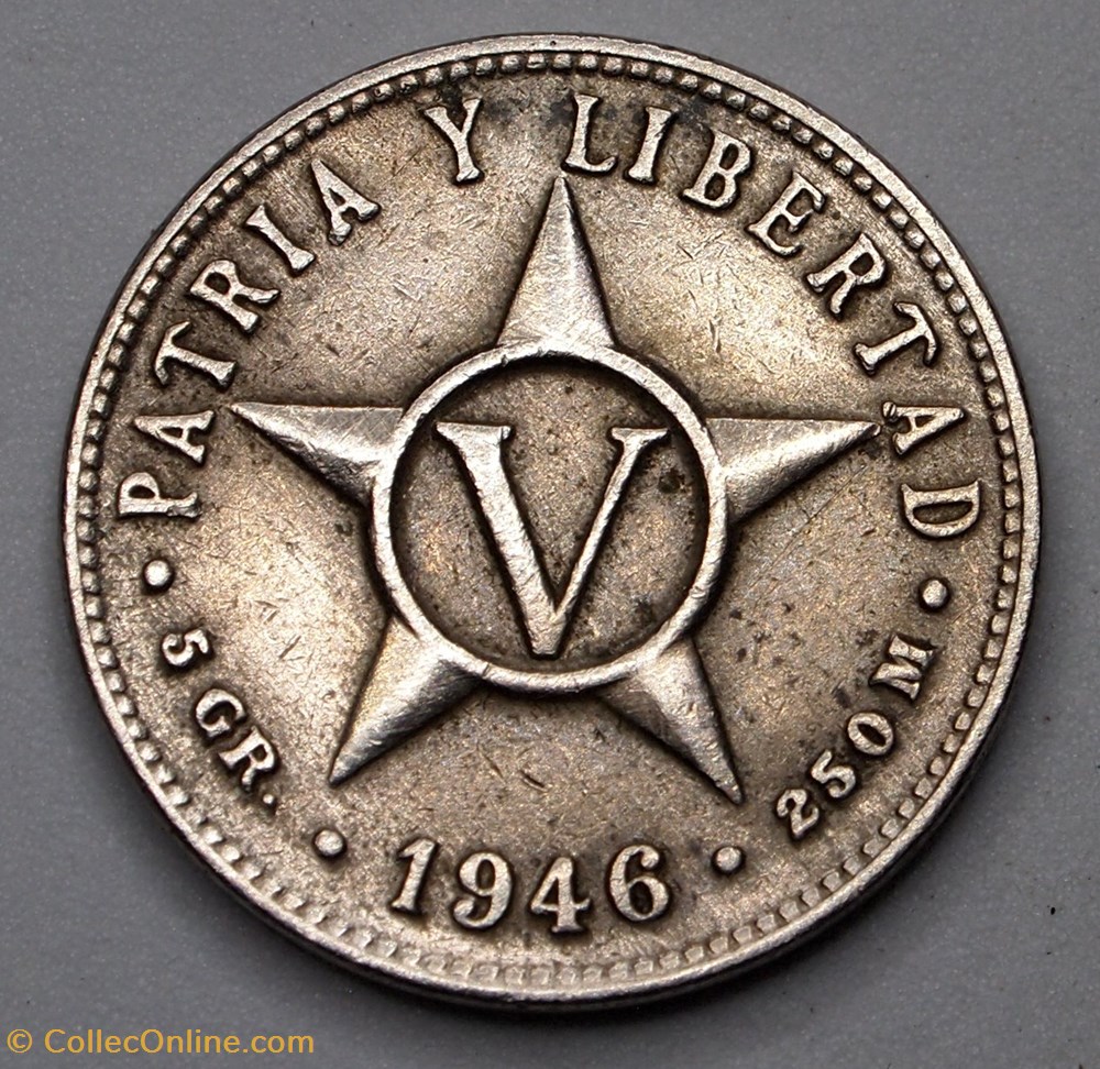 5 Centavos - 1946 monnaie monde cuba 5 centavos 1946