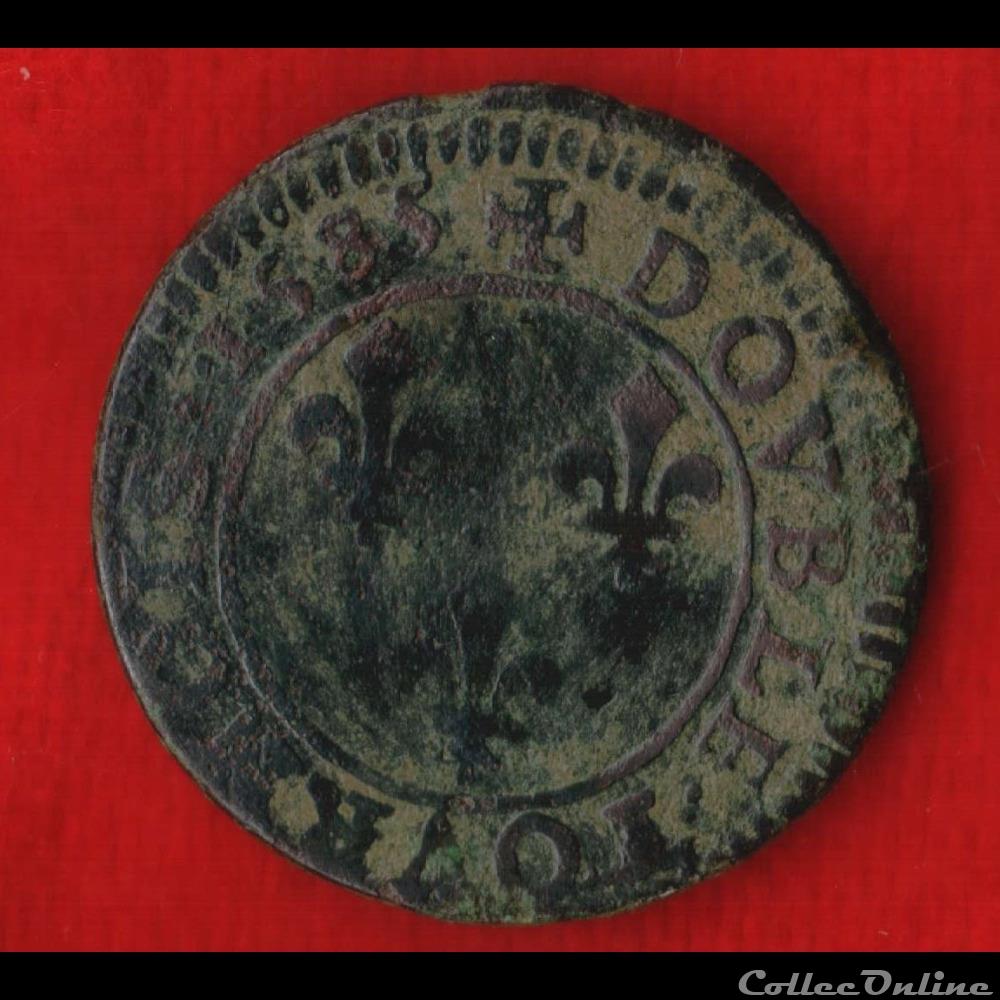 monnaies europe medievale france royales double tournois 1585 paris