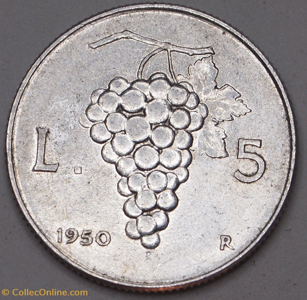 5 Lires - 1950 R monnaies monde italie 5 lires 1950 r