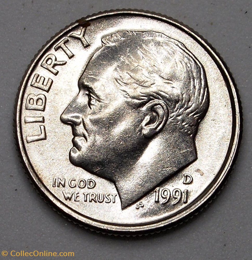 1 dime ( 10 cents ) - 1991 D monnaie monde etat uni 1 dime 10 cents 1991 d