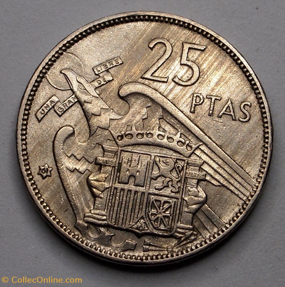 25 Pesetas - 1961 monnaie monde espagne 25 pesetas 1961