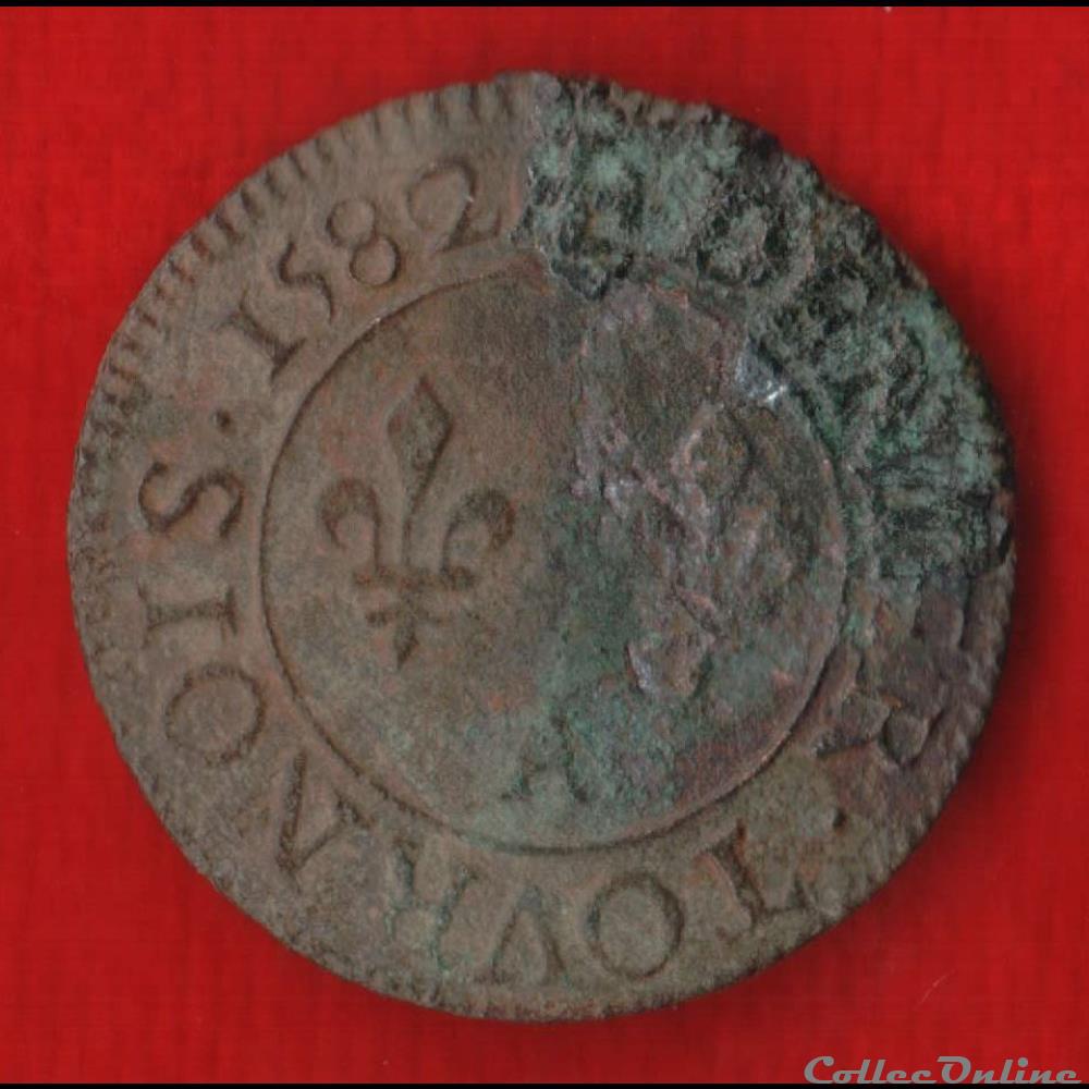 monnaies europe medievale france royales denier tournois 1582 paris