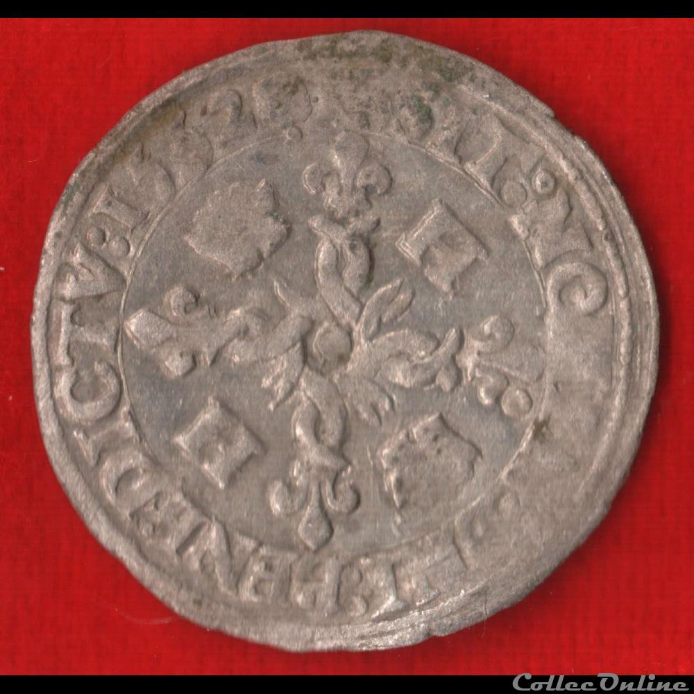 monnaies europe medievale france royales douzain aux croissants 1552 angers