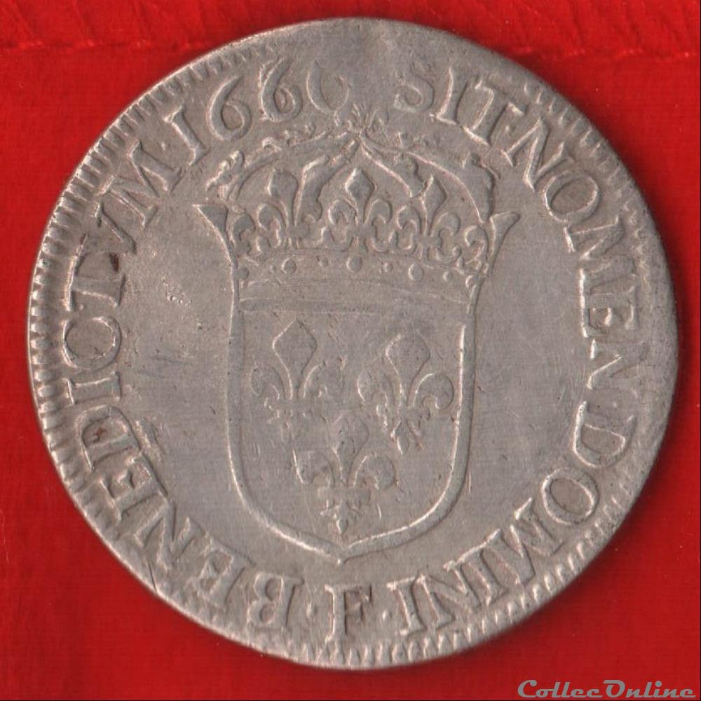 monnaies europe medievale france royales demi ecu a la meche longue 1660 angers