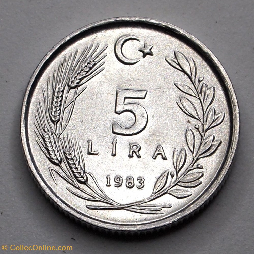 monnaie monde turquie 5 lira 1983