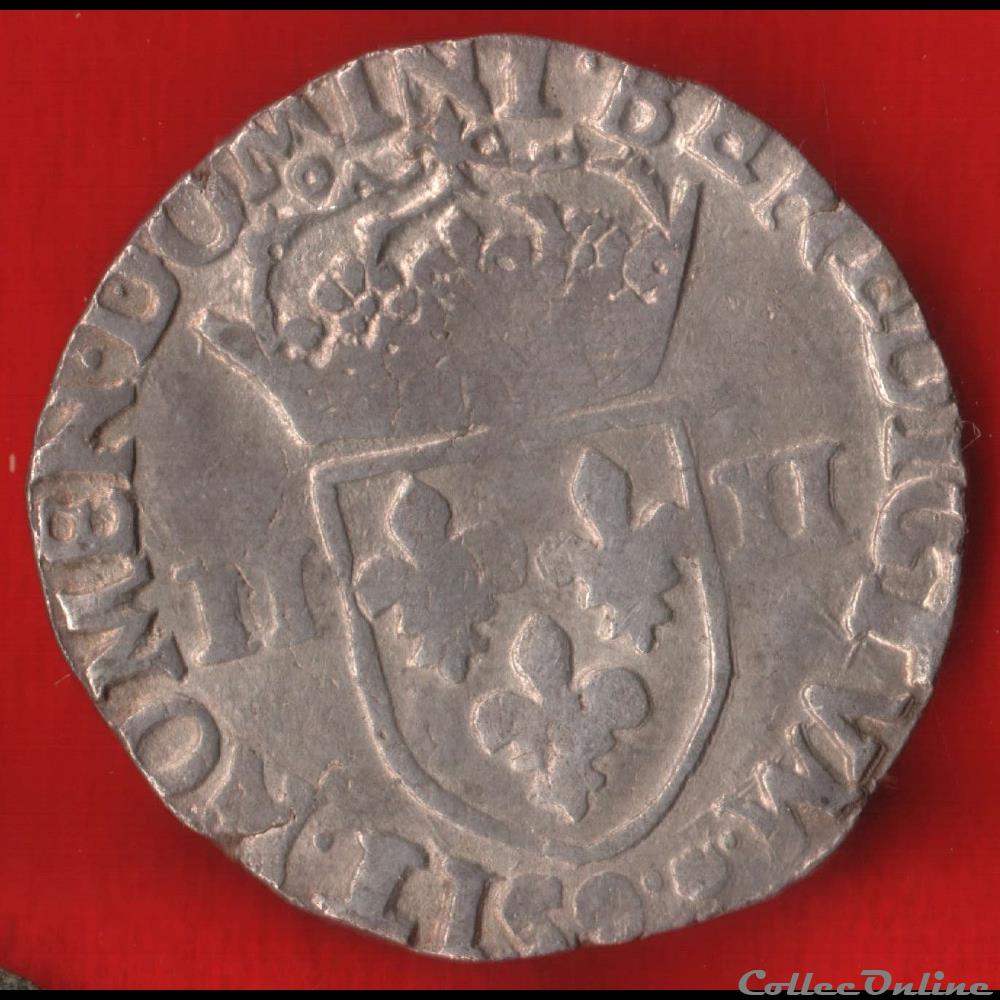 monnaies europe medievale france royales quart ecu 1584 riom