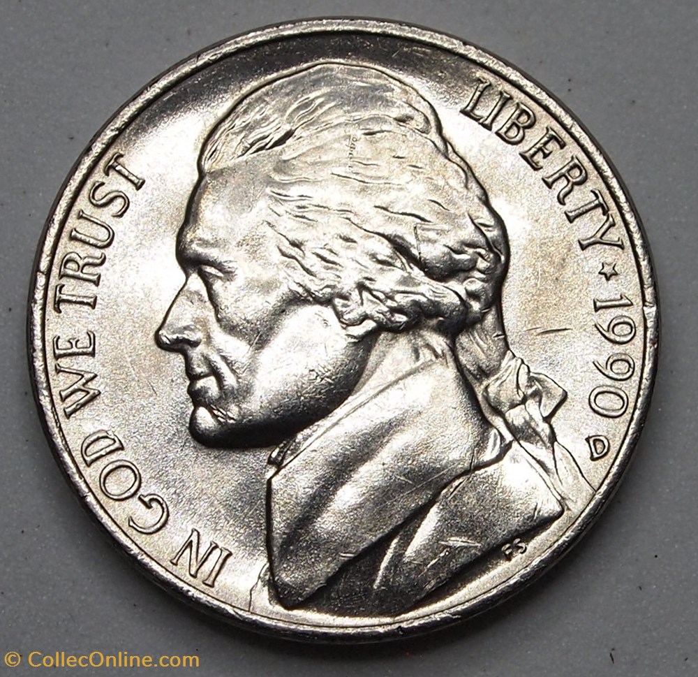 5 cents - 1990 D monnaie monde etat uni 5 cents 1990 d