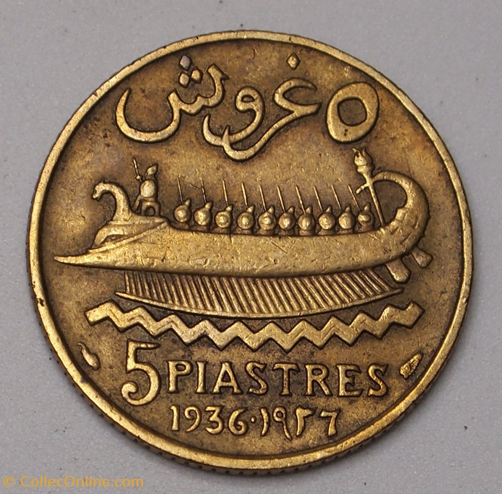 monnaies monde liban 5 piastres 1936