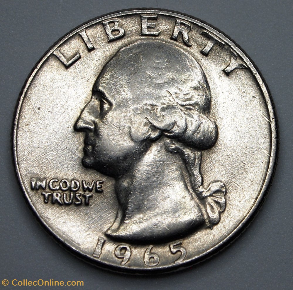 1/4 dollar ( 25 cents ) - 1965 monnaie monde etat uni 1 4 dollar 25 cents 1965