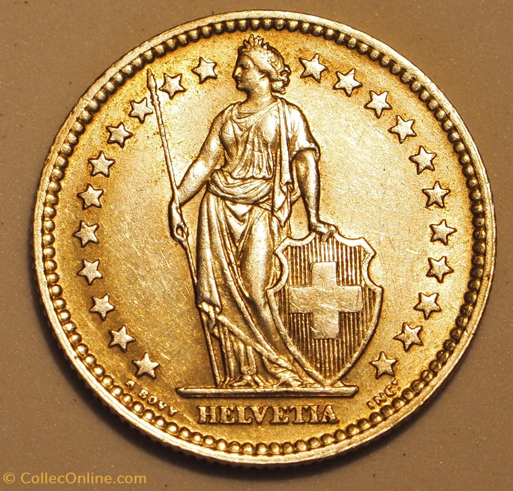 2 Francs - 1958 B monnaie monde suisse 2 francs 1958 b
