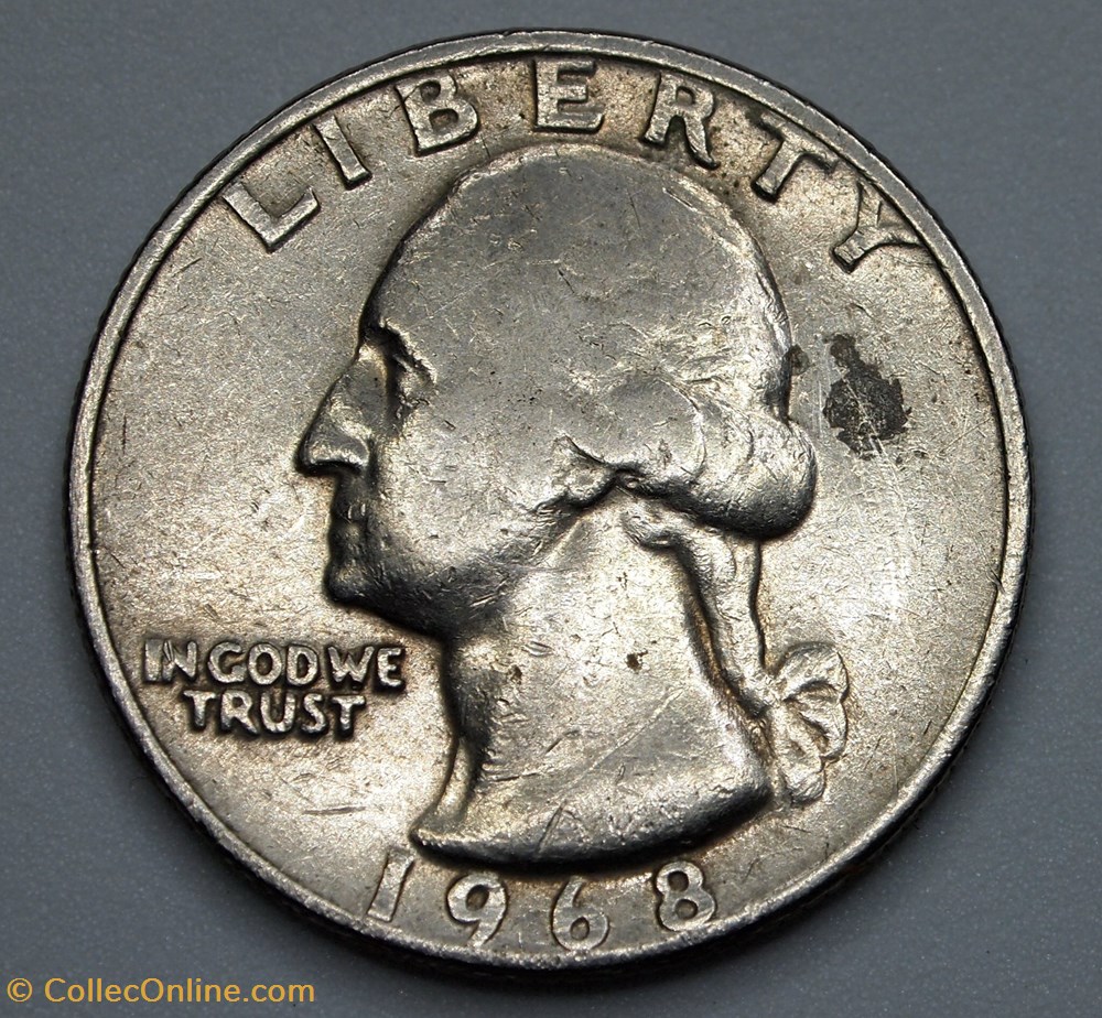 1/4 dollar ( 25 cents ) - 1968 monnaie monde etat uni 1 4 dollar 25 cents 1968