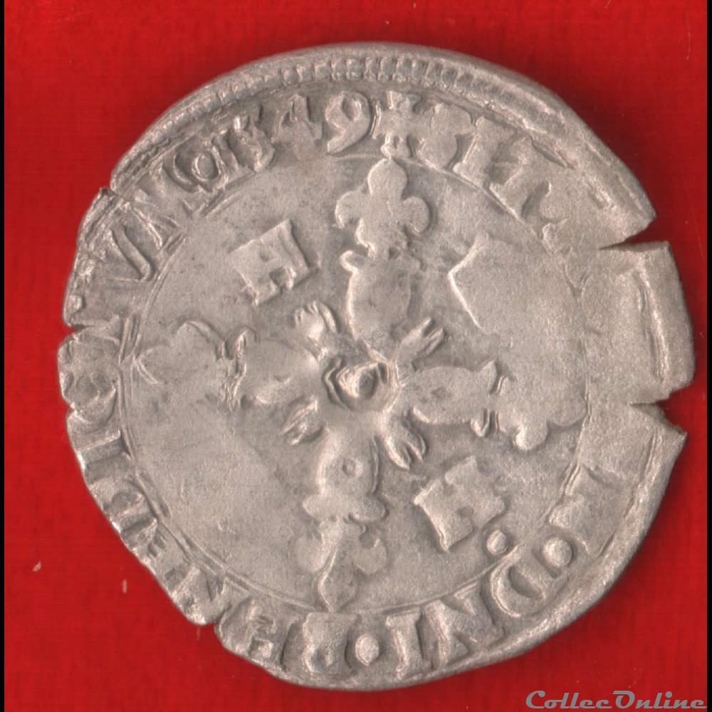 monnaies europe medievale france royales douzain aux croissants 1549 la rochelle