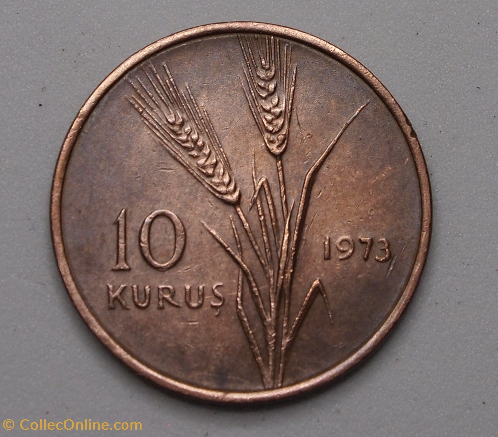 10 Kurus - 1973 - Coins - World - Turkey - Metal Bronze