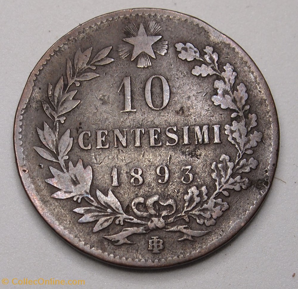 10 Centesimi - 1893 BI monnaie monde italie 10 centesimi 1893 bi