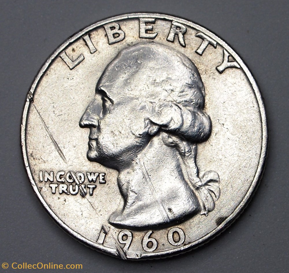 1/4 dollar ( 25 cents ) - 1960 D monnaie monde etat uni 1 4 dollar 25 cents 1960 d