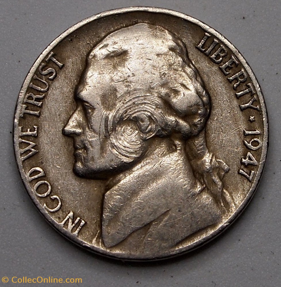 5 cents - 1947 monnaie monde etat uni 5 cents 1947