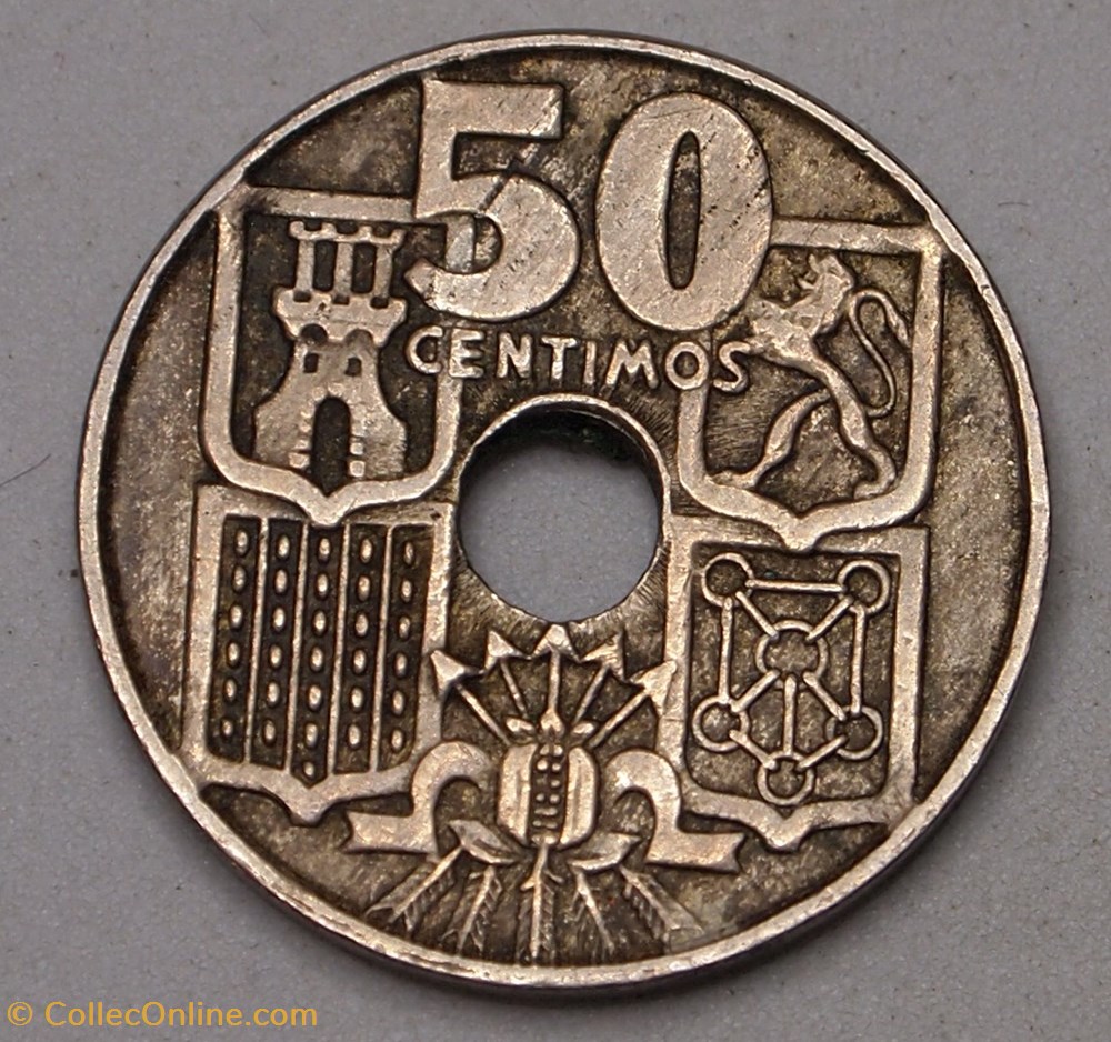 50 Centimos - 1954 monnaies monde espagne 50 centimos 1954
