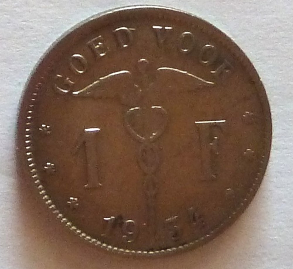 1 Franc - 1934 monnaies monde belgique 1 franc 1934